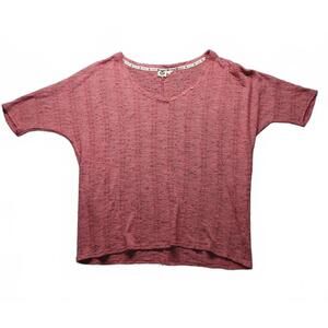 Roxy Women's XL Red Lightweight Knit Top Button Detail Soft Boho Surf Blouse